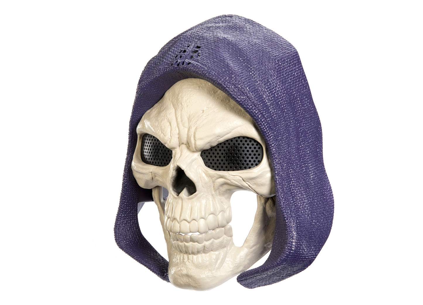 Skeletor Mask with purple hood, glowing eyes, and movie-style skull face design