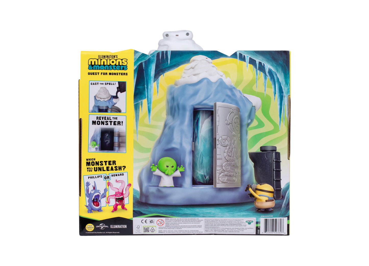 Despicable Me Minions Monster Reveal playset with ice cave, green monster figure, and accessories