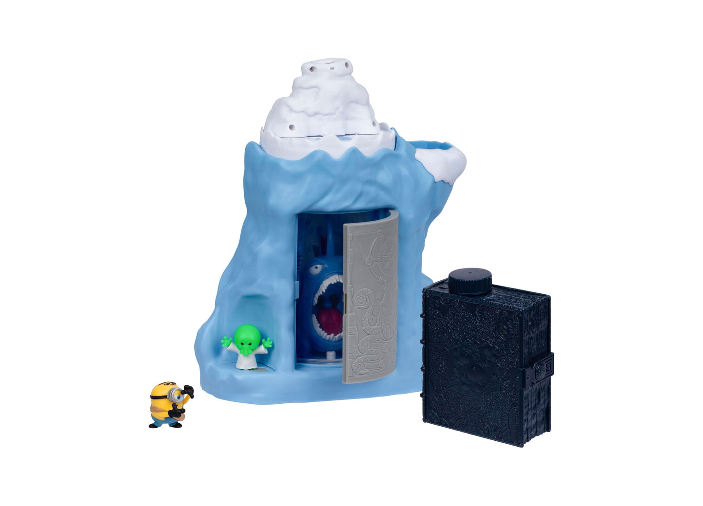 Despicable Me Minions Monster Reveal playset with blue ice cave, minion figures, and black accessory