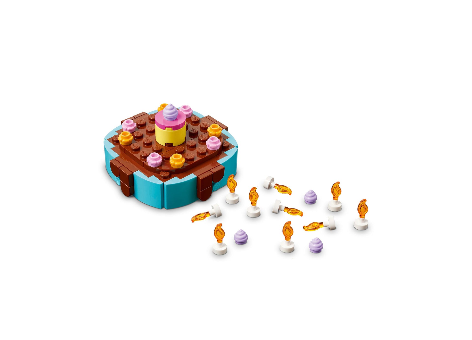 LEGO Birthday Party Cake Building Set 40815 with colorful cake and candle accessories