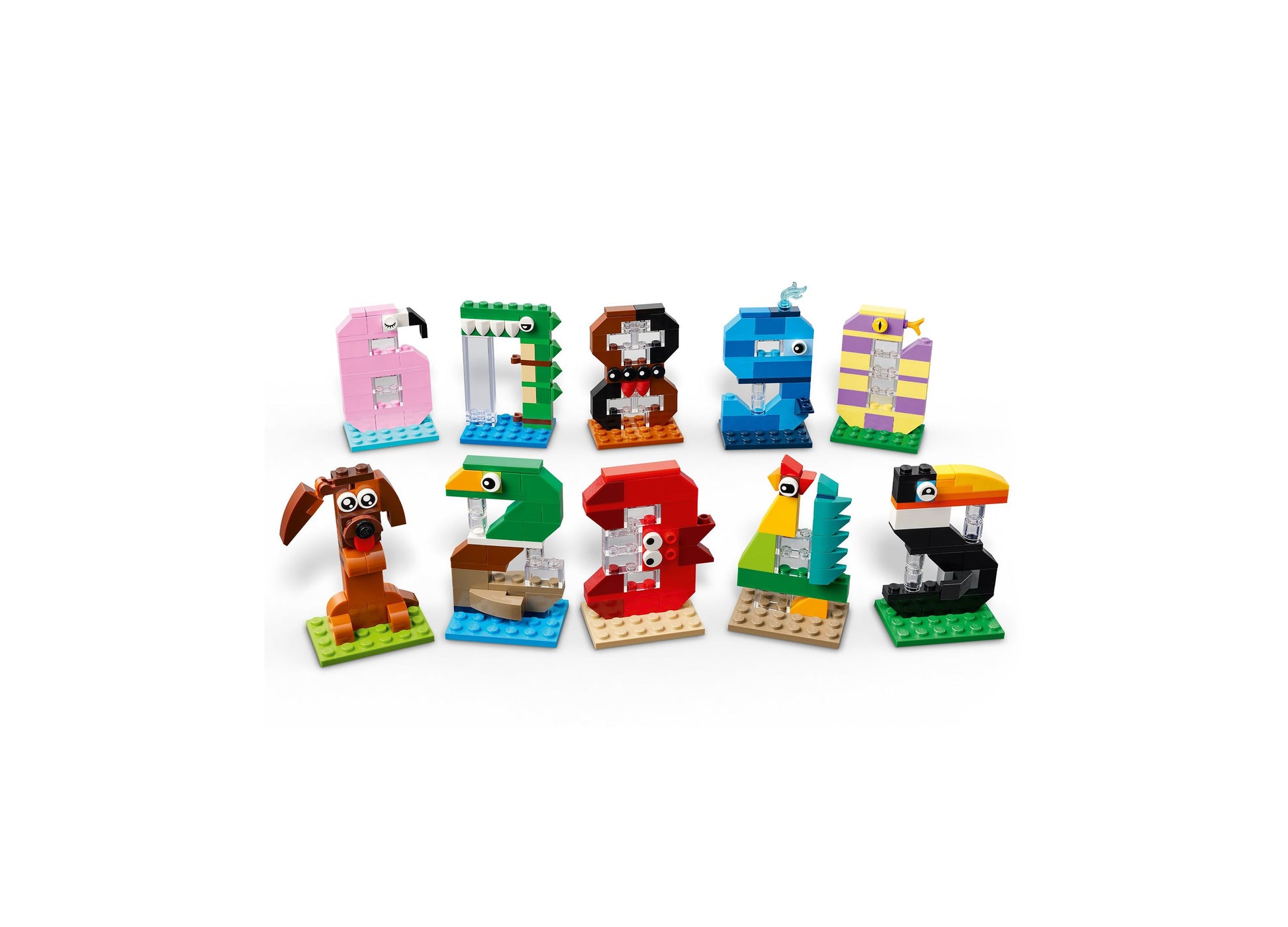 LEGO Birthday Numbers Party Decor Set 40807 with colorful number building blocks in pink, blue, purple, red, and green