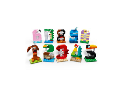 LEGO Birthday Numbers Party Decor Set 40807 with colorful number building blocks in pink, blue, purple, red, and green
