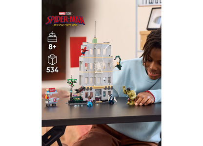 LEGO Marvel Spider-Man vs. Hulk 76350 building set with 534 pieces featuring detailed city building and minifigures