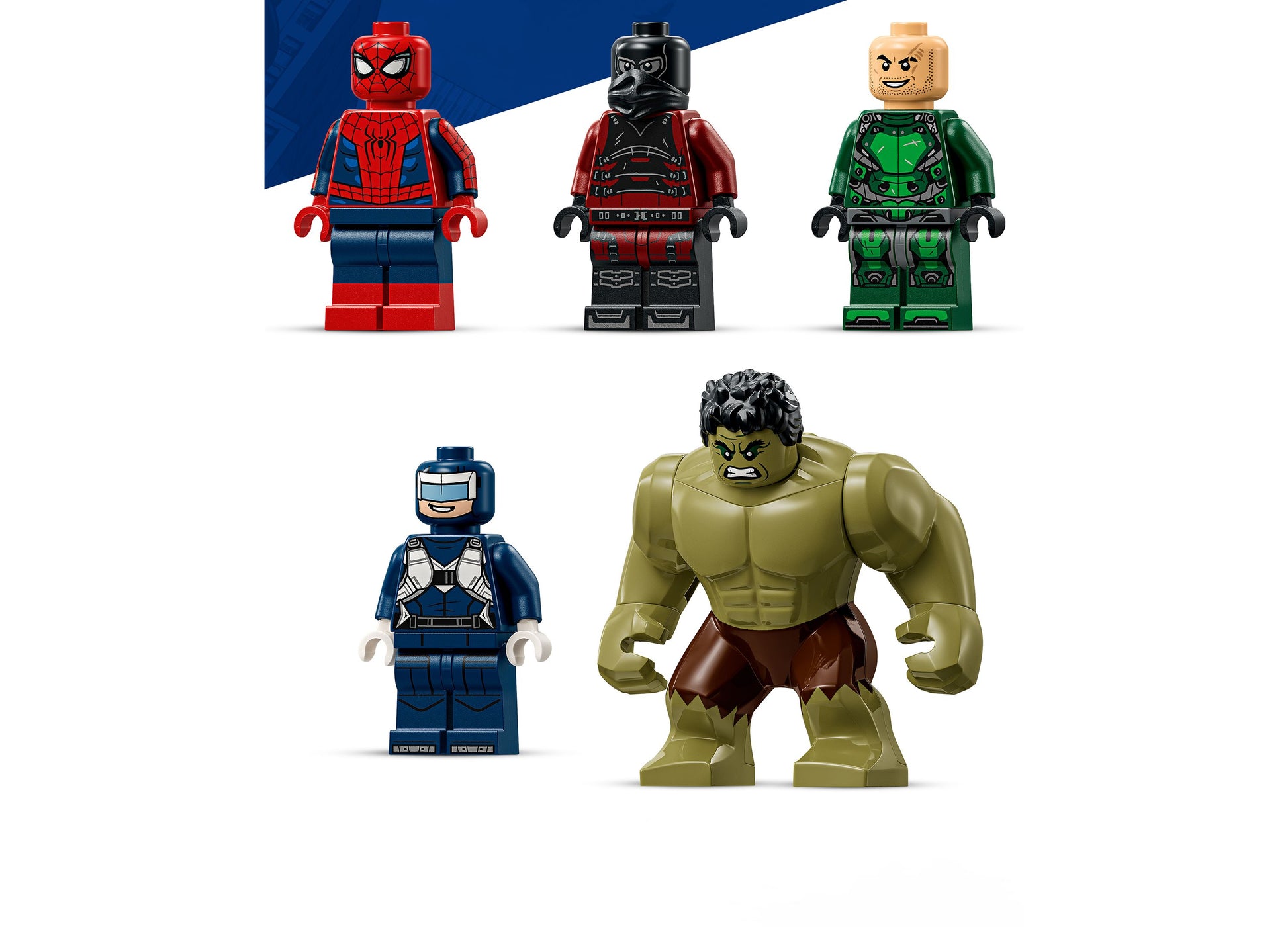 LEGO Marvel Spider-Man vs. Hulk Epic Clash Set 76350 with 5 minifigures including Spider-Man, Hulk, and villains