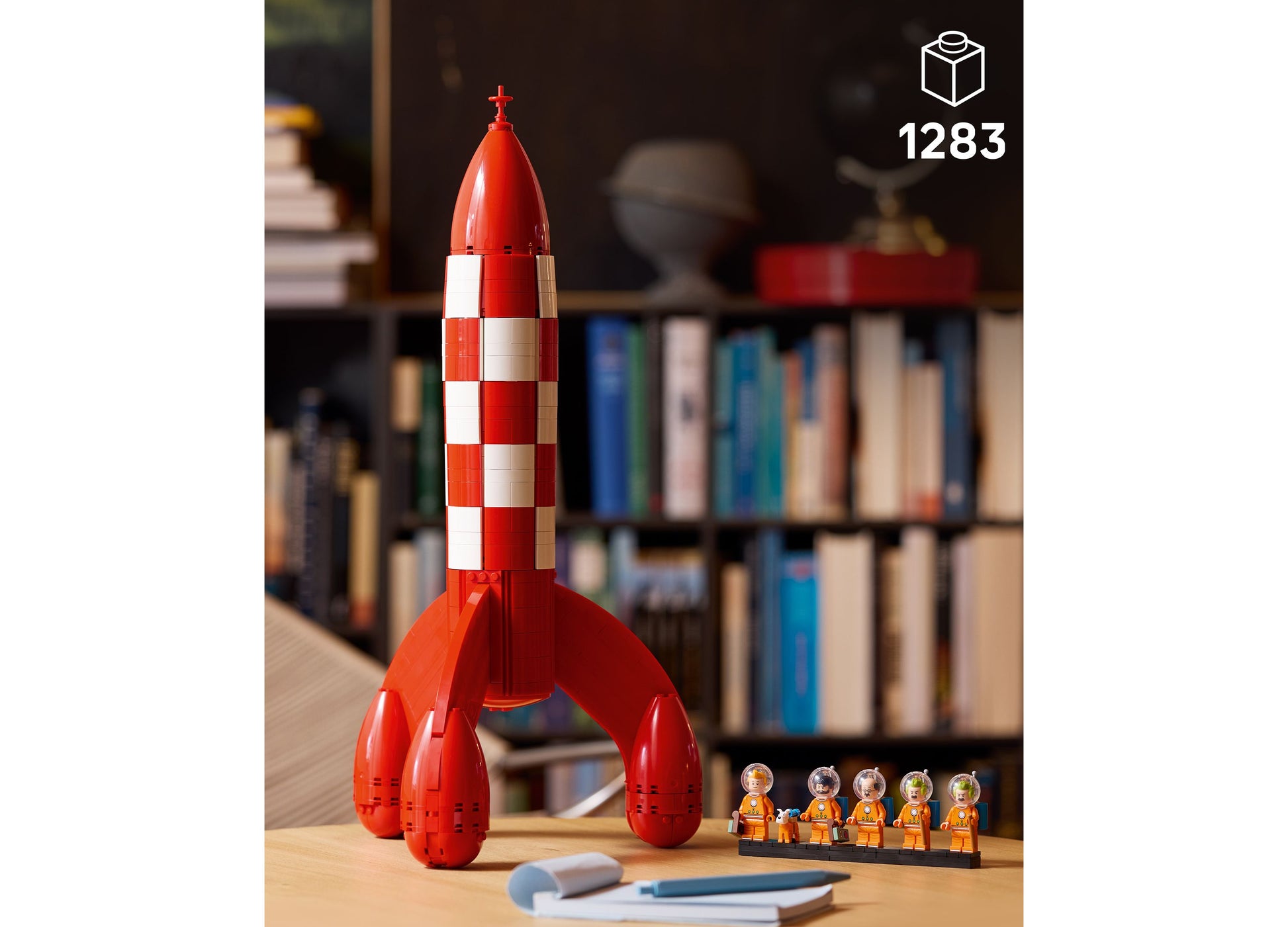 LEGO Ideas Tintin Moon Rocket 21367 red and white buildable rocket with 1283 pieces