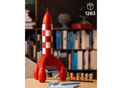 LEGO Ideas Tintin Moon Rocket 21367 red and white buildable rocket with 1283 pieces