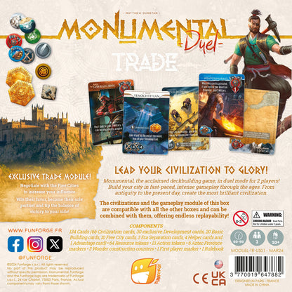 Funforge: Monumental Duel - Trade - Civilization Deck-Building Board Game, Ages 10+, 2 Players