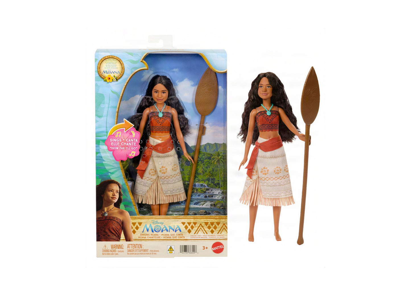 Disney Princess Moana Singing Doll with brown oar, sings How Far I'll Go