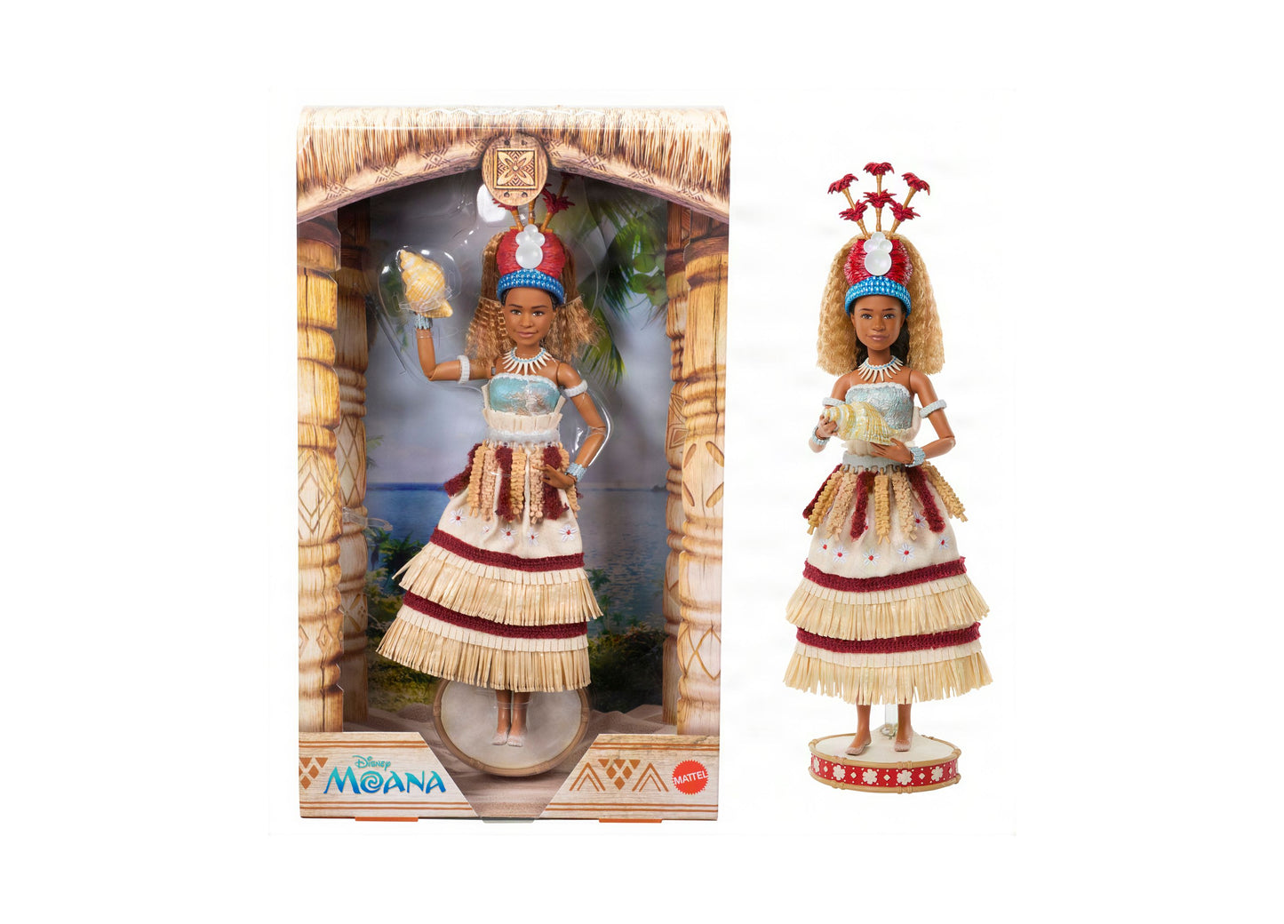 Disney Princess Collector Moana Fashion Doll, Live-Action Ceremonial Look, Shell Accessory, Collectible Doll