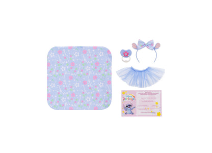 Disney Darlings Snuggly Stars Stitch Doll with blue tutu, headband, ring, and certificate