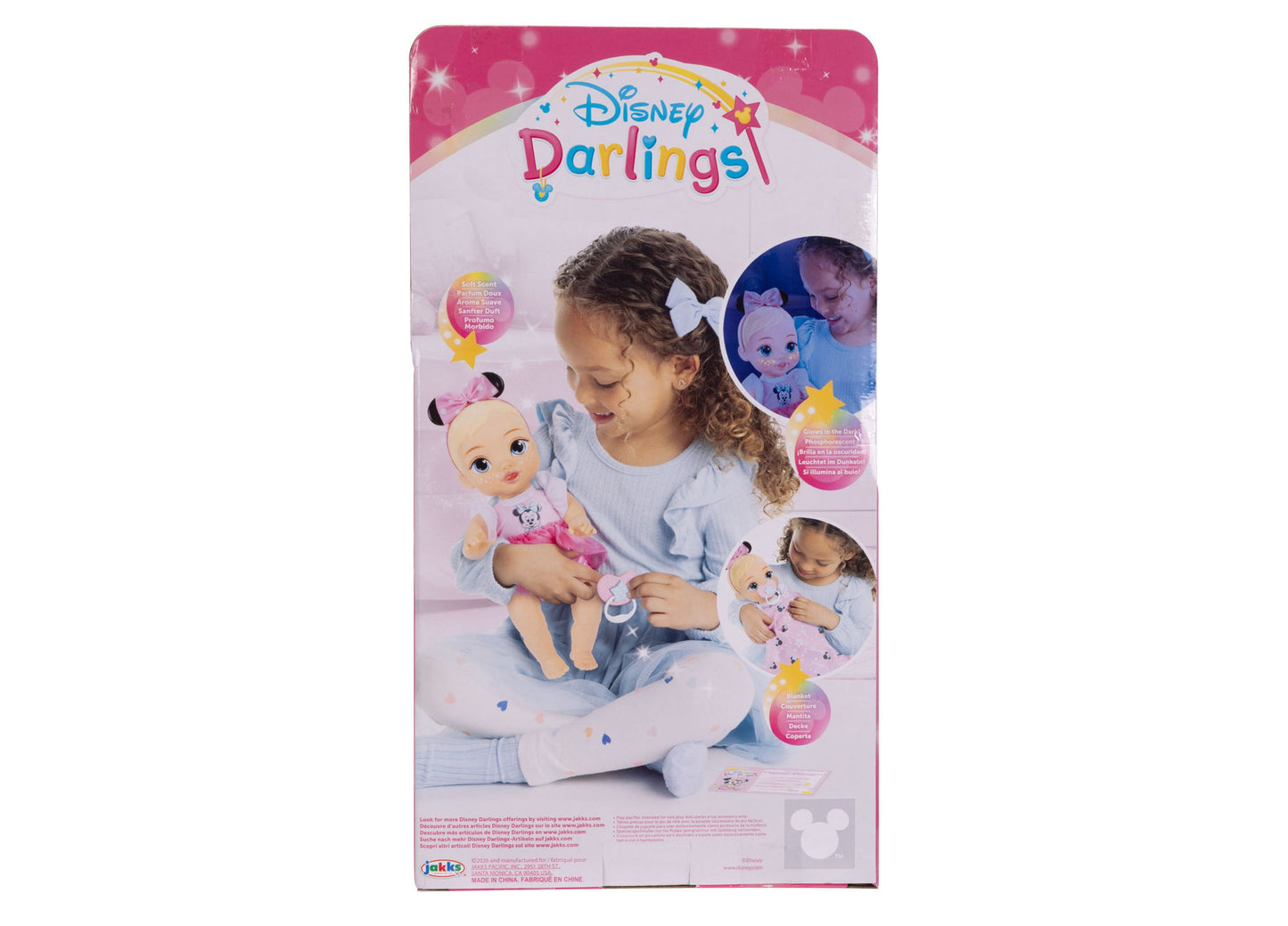 Disney Darlings Snuggly Stars Minnie Doll with pink outfit in packaging