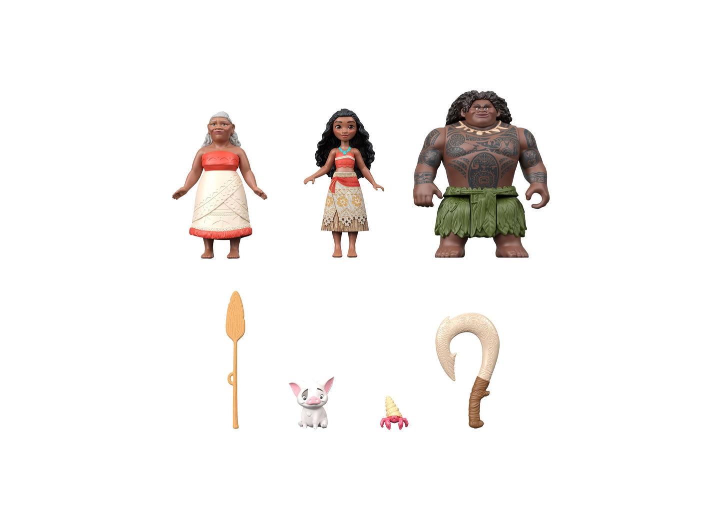 Disney Moana 7-Piece Character Set with Moana, Maui, Grandma, Pua, Tamatoa figures and accessories