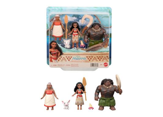 Disney Moana 7-Piece Character Set with Moana, Maui, Gramma Tala figures and accessories