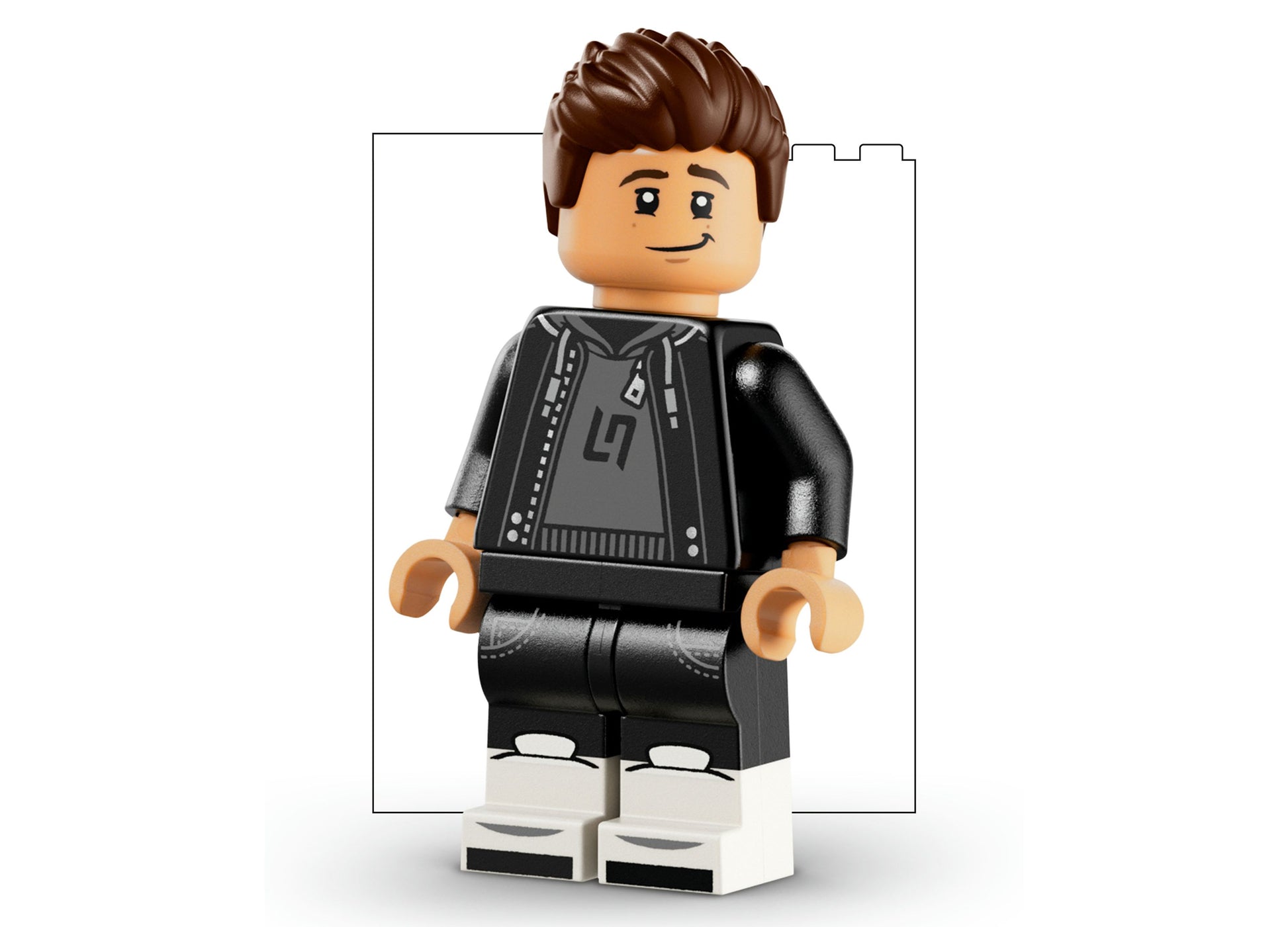 LEGO McLaren F1 Team Lando Norris minifigure with black racing suit and brown hair