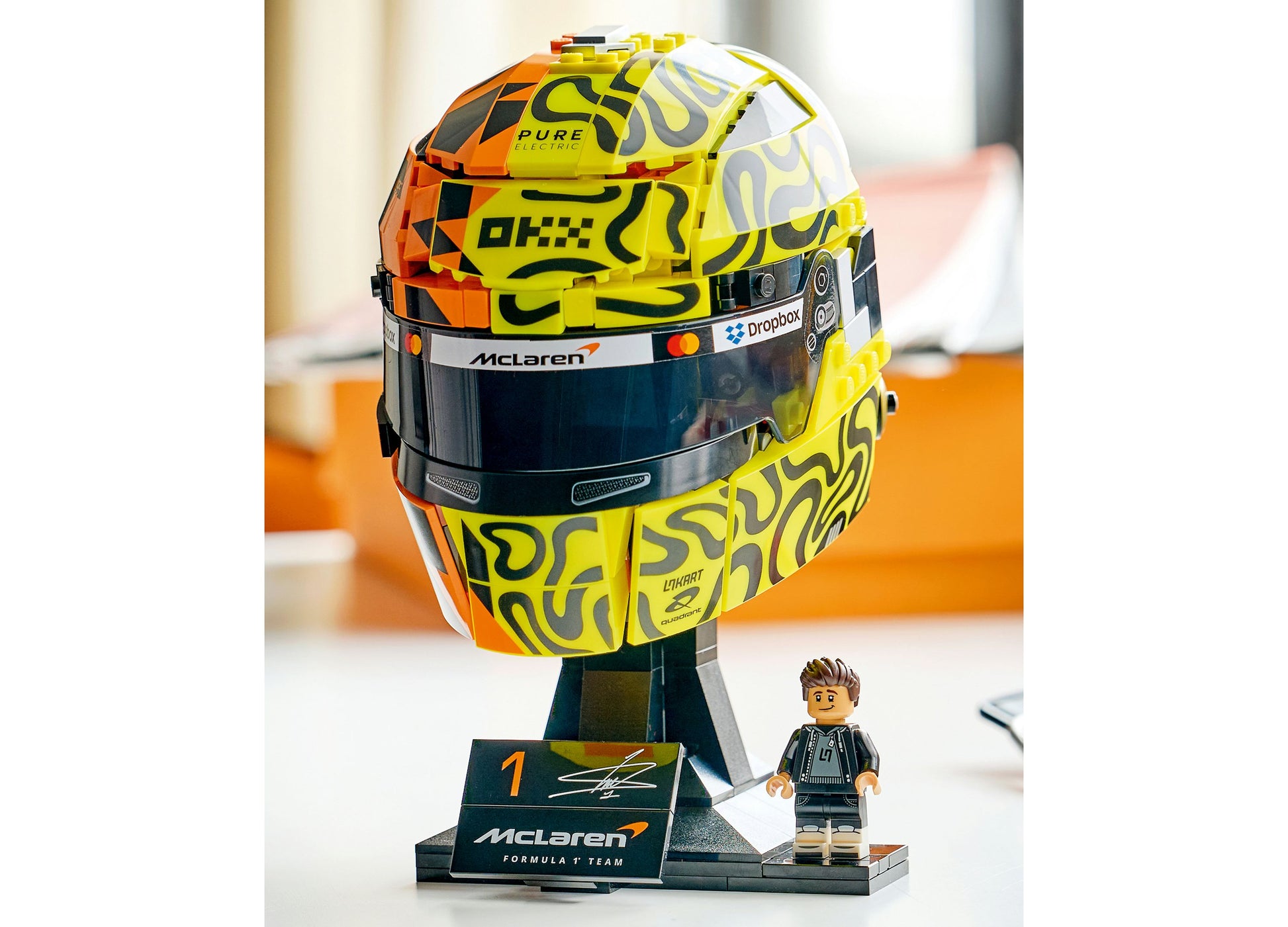 LEGO McLaren F1 Lando Norris Helmet 43023 yellow orange building set with minifigure