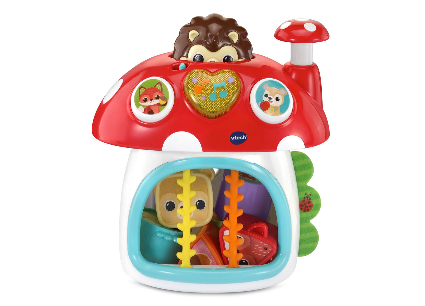 VTech Baby Put & Take Peek-a-Boo House red mushroom roof toy with interactive features