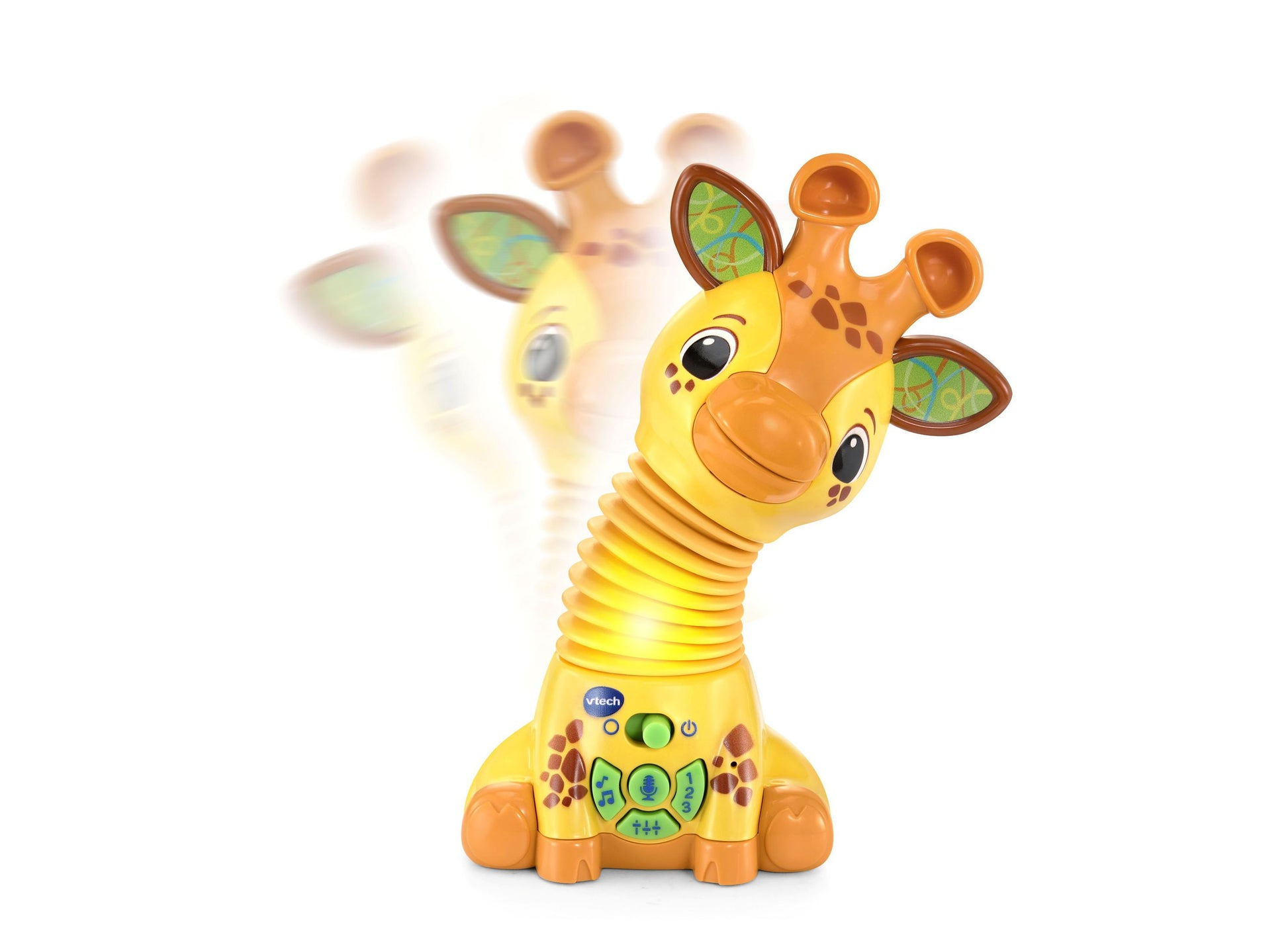 VTech Stretch & Play Numbers Giraffe yellow interactive toy with orange accents for toddlers
