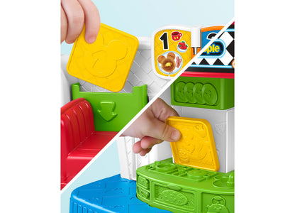 Fisher Price Mickey Goofy Silly Sounds Diner Playset with colorful yellow, green, red and blue pieces