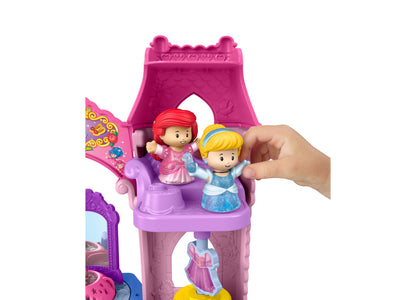 Fisher Price Disney Princess Cinderella and Ariel Shimmer & Glow Dress Shop playset with pink castle tower and light-...