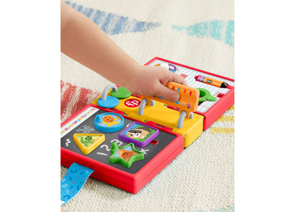 Fisher Price Laugh and Learn 123 Schoolbook with colorful interactive pages and buttons