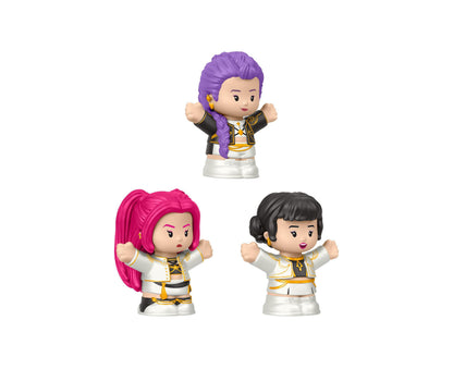 Little People KPop Demon Hunters HUNTR/X 3-piece figure set with purple, pink, and black hair characters