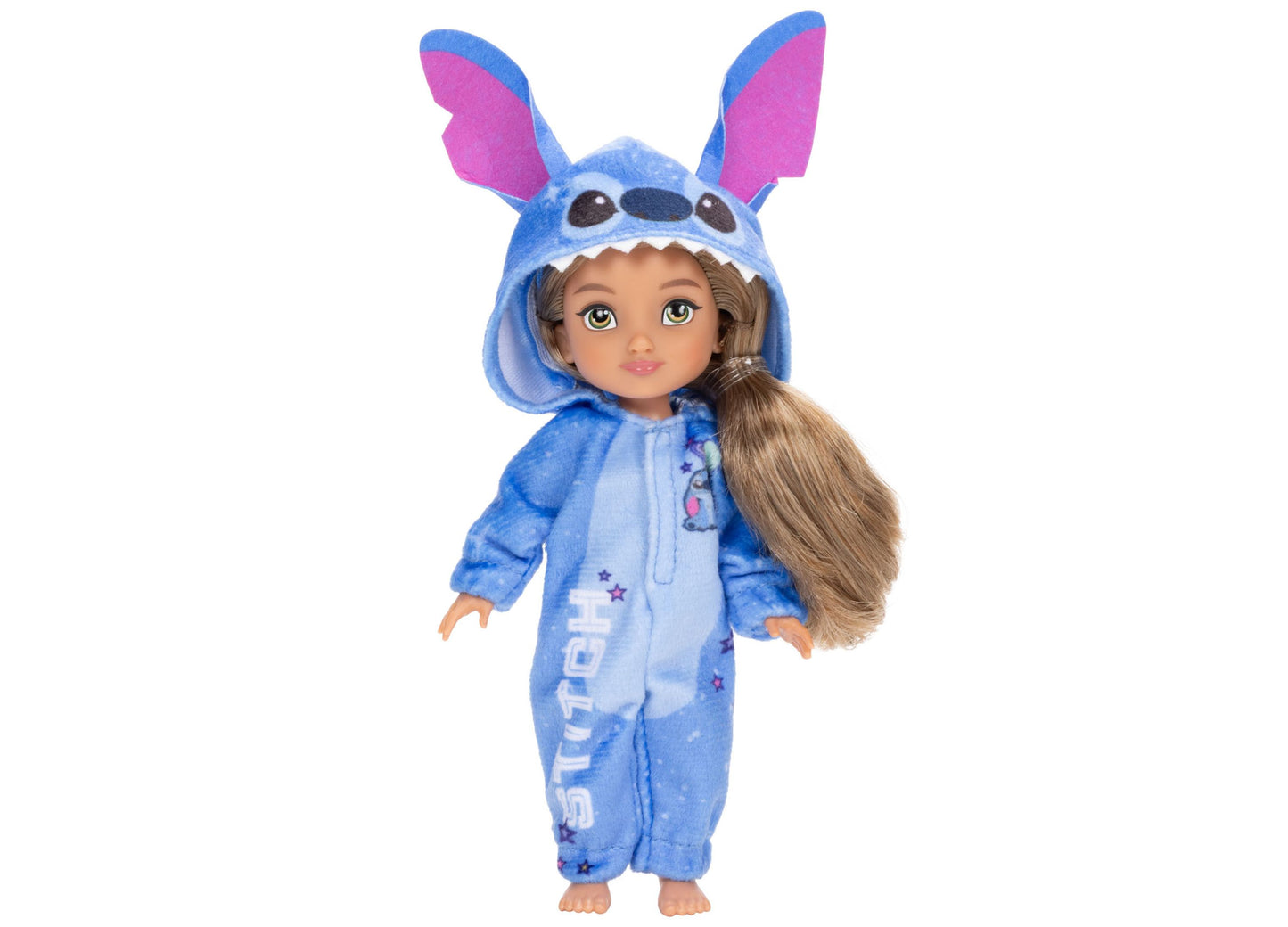 Disney ILY Stitch Inspired 6" Onesie Doll in blue with pink ears and brown hair