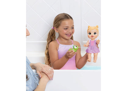 Disney Princess Rapunzel 12" Bathtime Baby Doll with green water squirter toy
