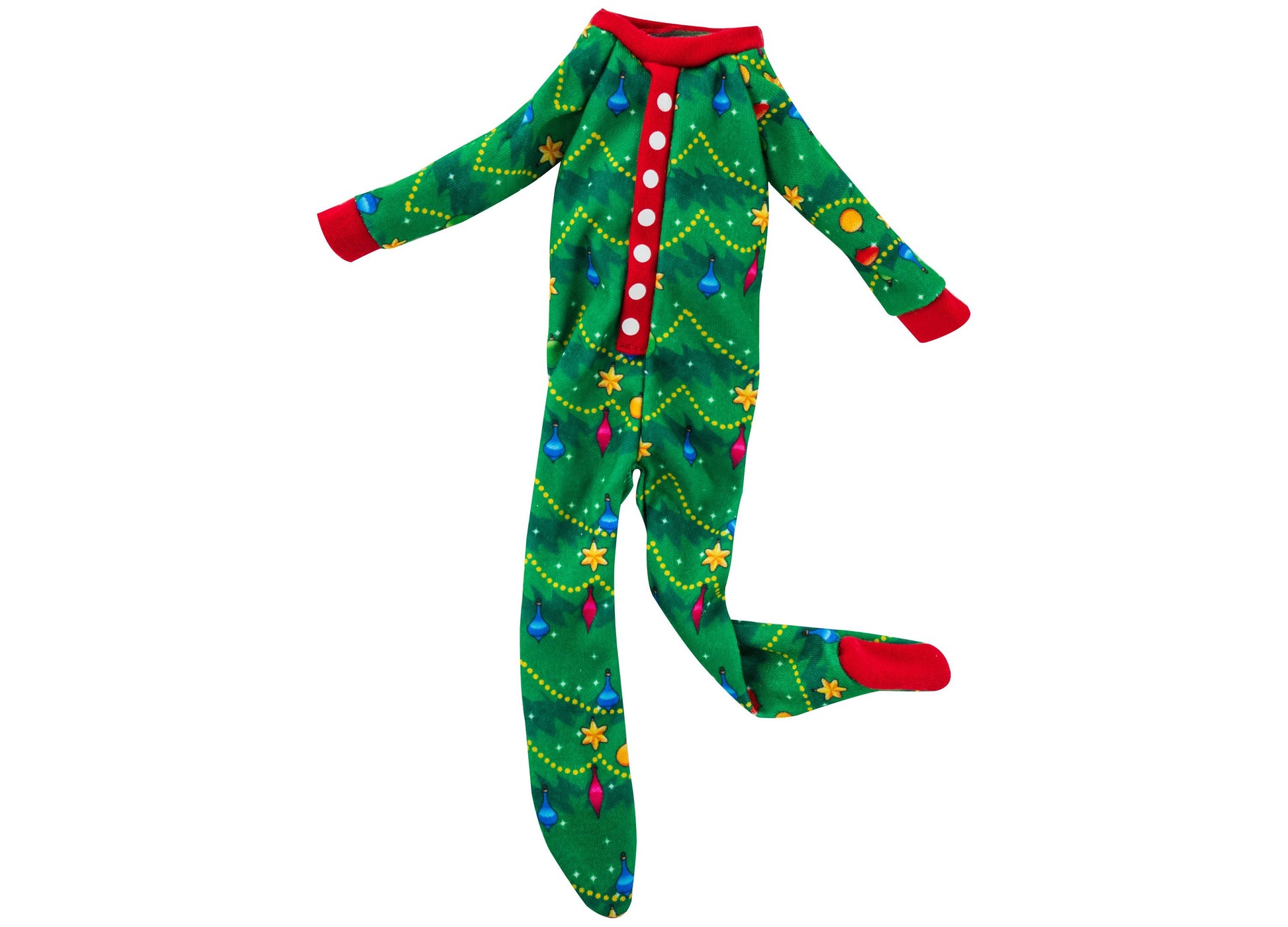 Elf on the Shelf Goodnight Sleep Bright PJs green Christmas pajamas with red collar