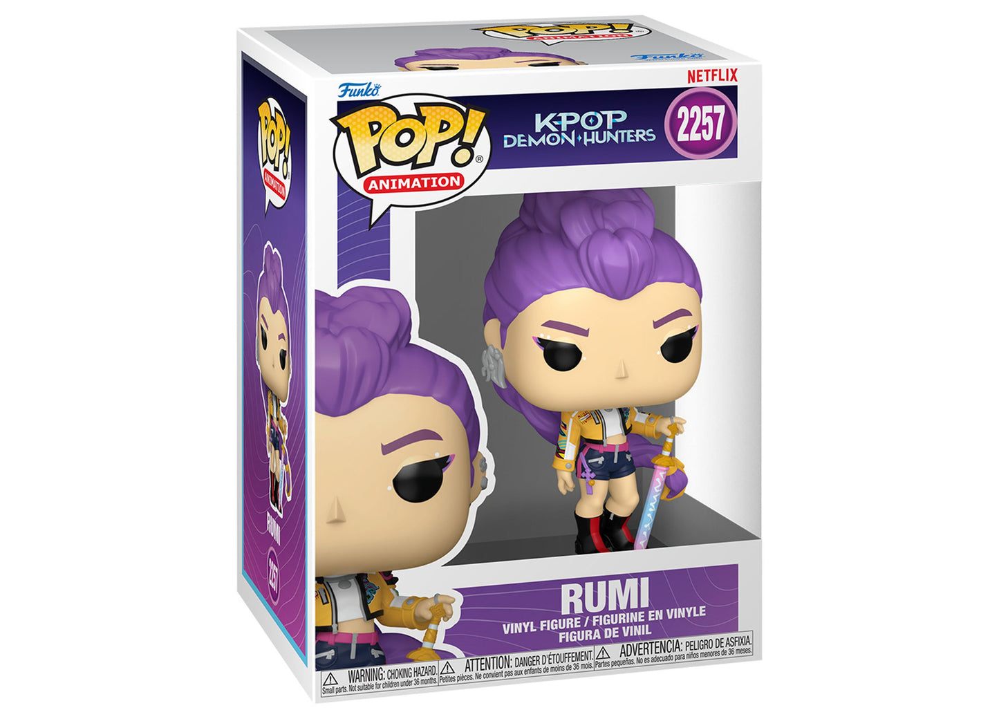Funko POP Animation KPOP Demon Hunters Bumi vinyl figure with purple hair and yellow outfit