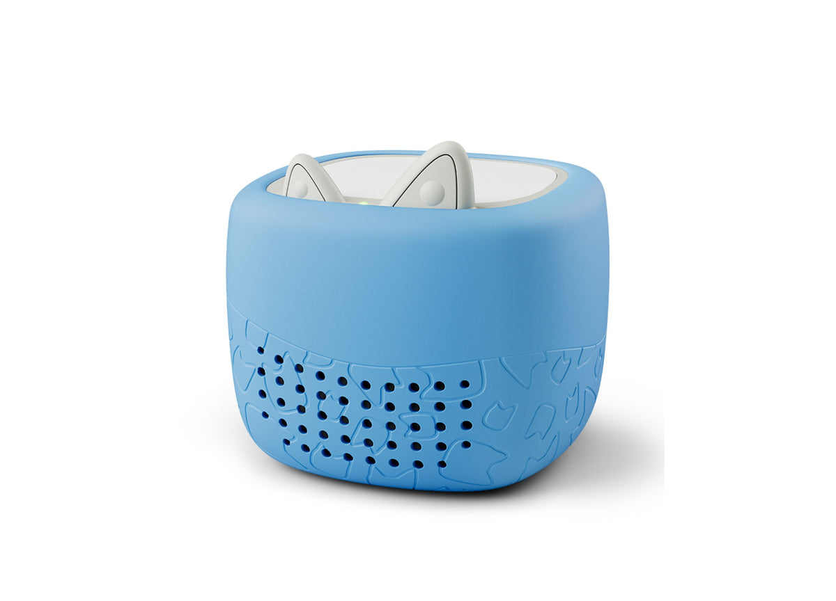 Blue Tonies Toniebox Lite Protective Silicone Cover with cat-head design and speaker holes