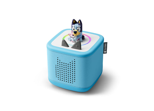 Tonies Bluey Toniebox 2 blue interactive speaker with Bluey character figurine on top