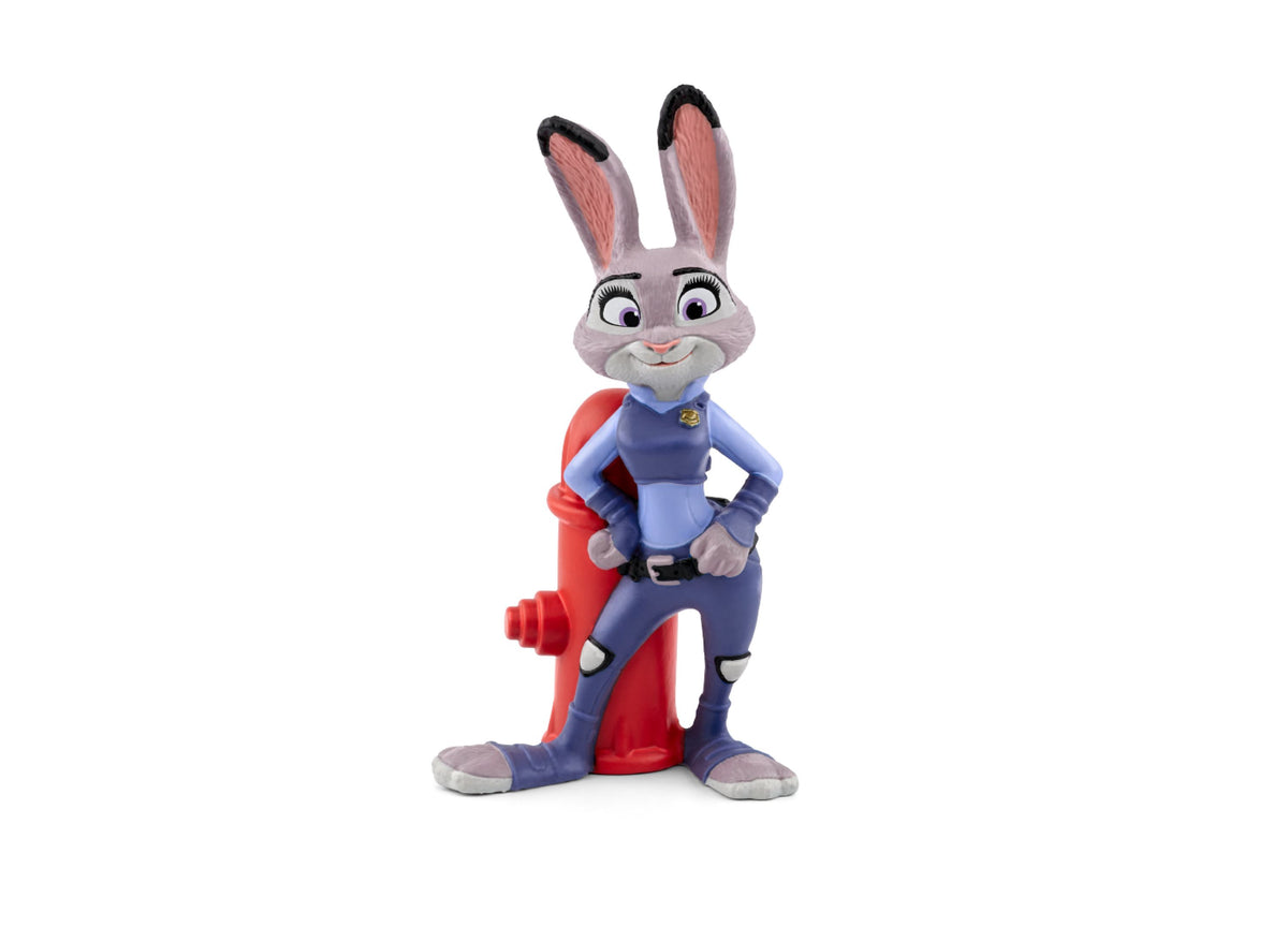 Tonies Disney Zootopia Judy Hopps figurine in blue police uniform with red cape, standing confidently with hands on hips