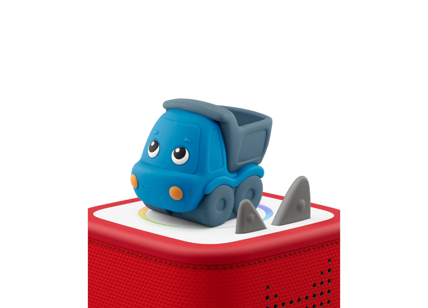 Tonies My First Tonies Construction Set blue truck figurine with orange accents on red speaker
