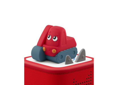 Tonies My First Tonies Construction Set red toy car with blue wheels on red speaker base