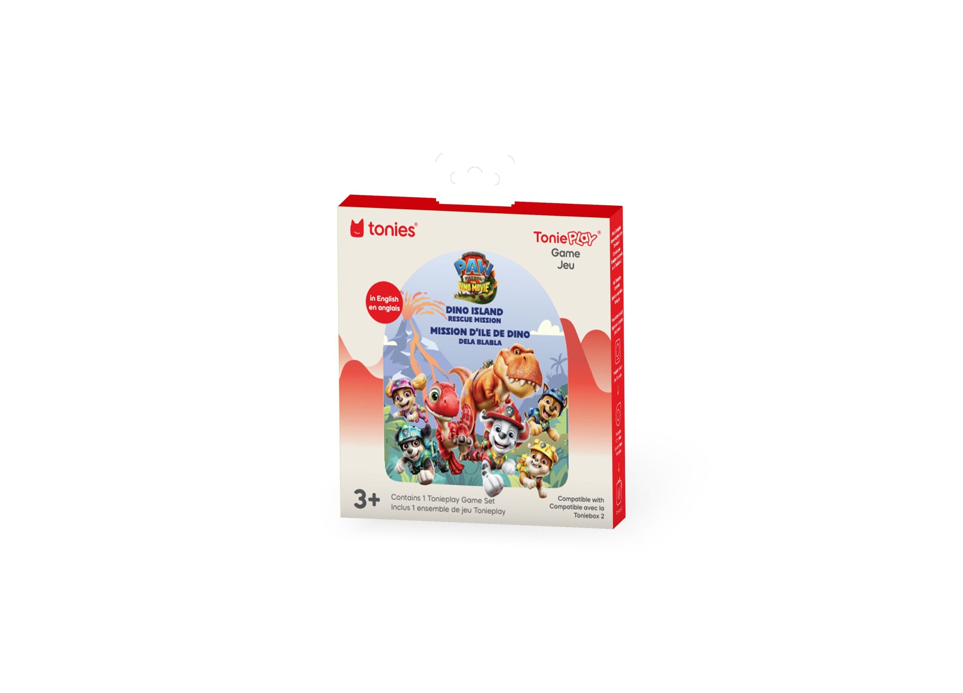 Tonies Tonieplay PAW Patrol Dino Island Rescue Mission board game box for ages 3+, featuring colorful characters and ...