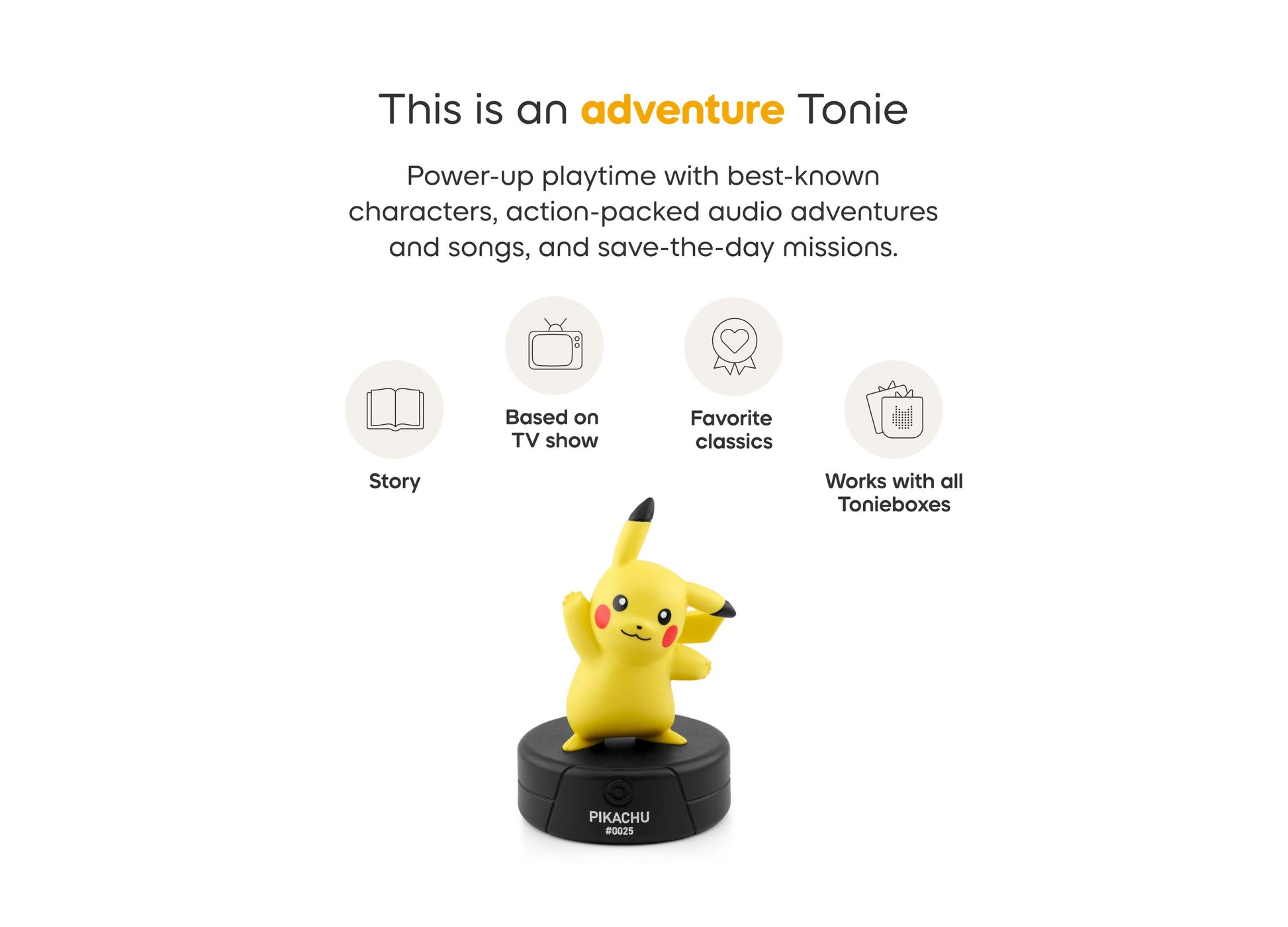 Tonies Toniebox Pikachu yellow figure on black base with adventure features