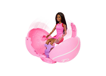 Barbie Team Barbie Roll & Reveal Tennis Player brunette doll in pink tennis outfit with pink ball-activated scene
