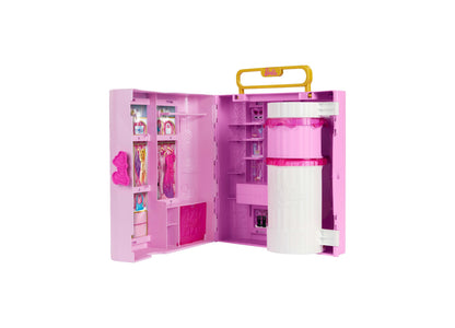 Barbie Deluxe Style Closet playset with spin feature, pink and purple storage with clothing and accessories