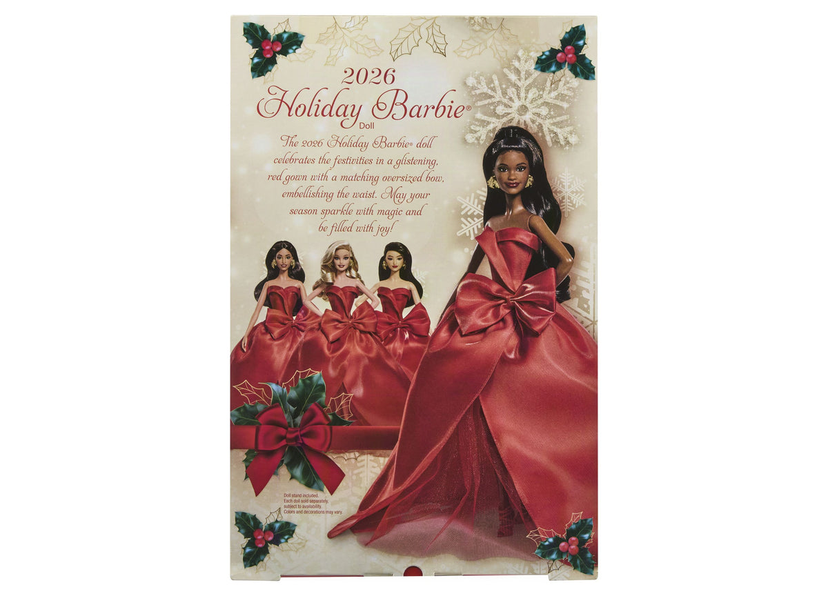 2026 Holiday Barbie 13-Inch Doll in red strapless gown with bow detail