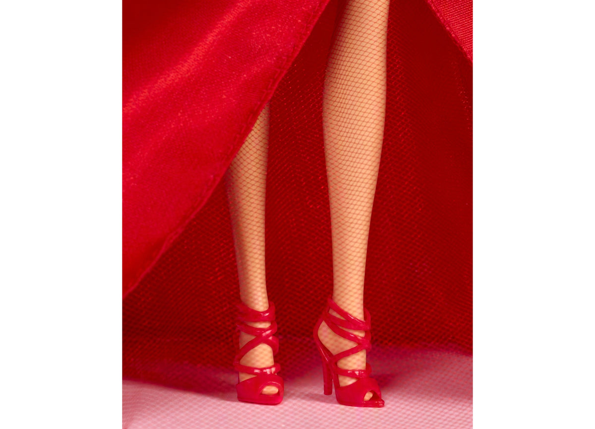 Barbie Signature 2026 Holiday Collectible Fashion Doll wearing red gown with bow detail and red shoes