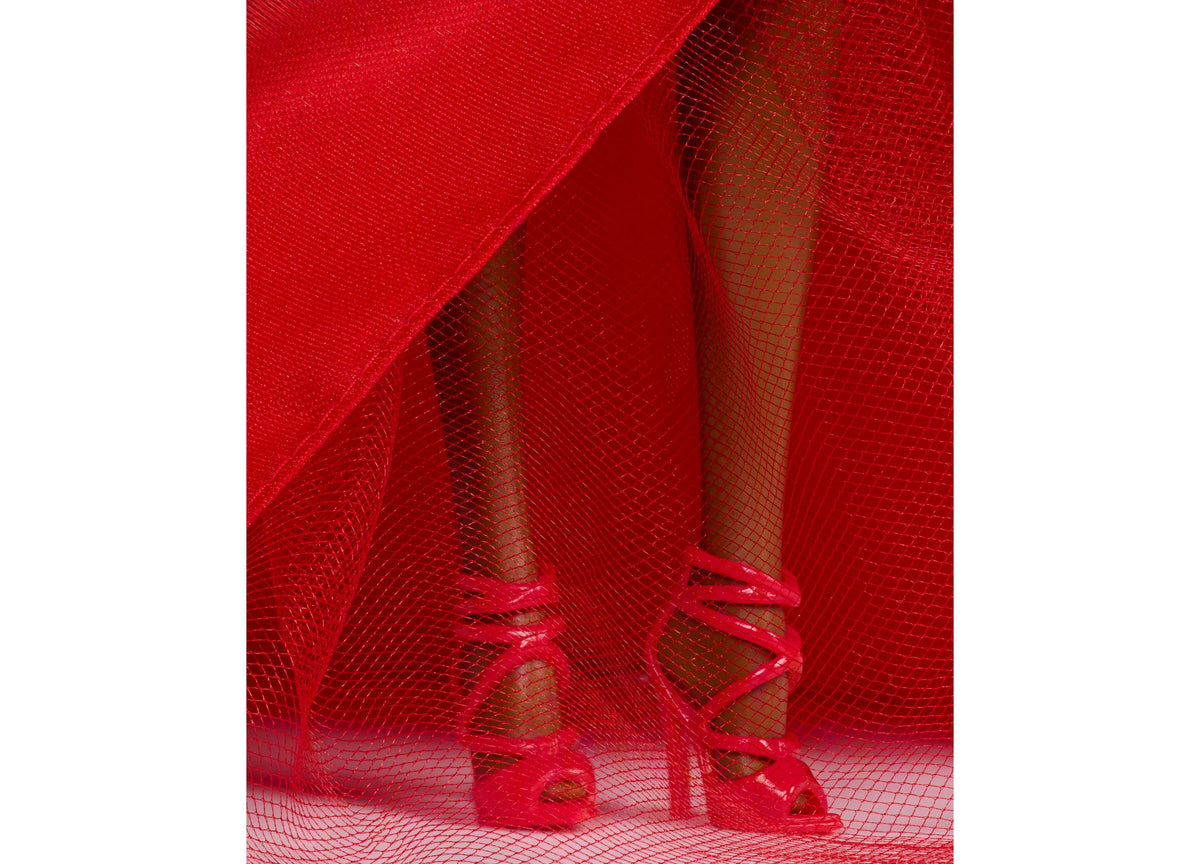Barbie 2026 Holiday 13-Inch Collectible Fashion Doll in red strapless gown with bow detail