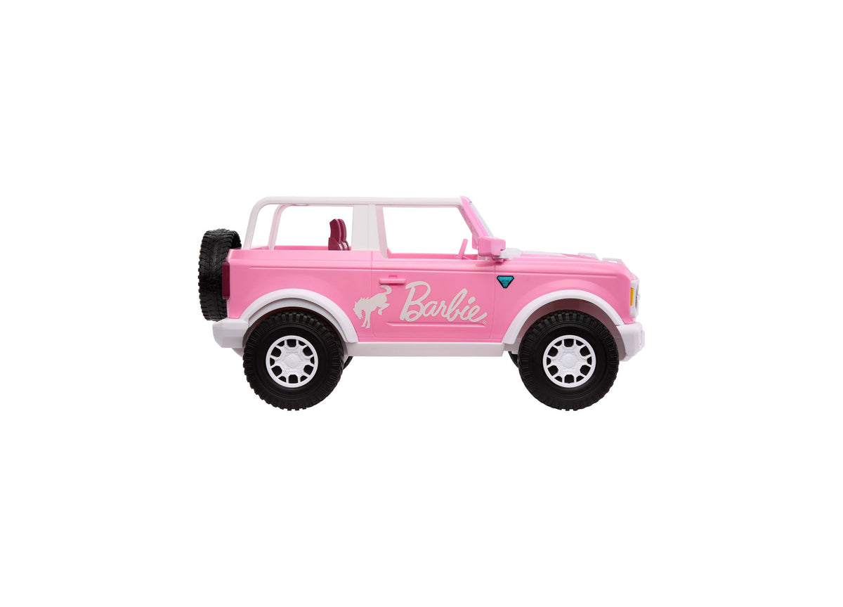Hot Wheels Barbie Ford Bronco pink remote-control toy car with white trim