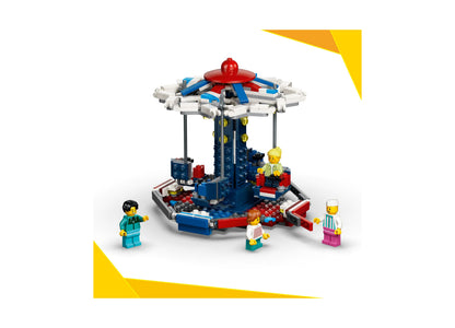 LEGO Creator Iconic Ferris Wheel 31389 building set with red, blue, and white carousel featuring minifigures