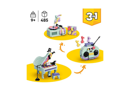 LEGO Creator Music Decor Piano 31392 3-in-1 building set with colorful musical instruments and cat figure