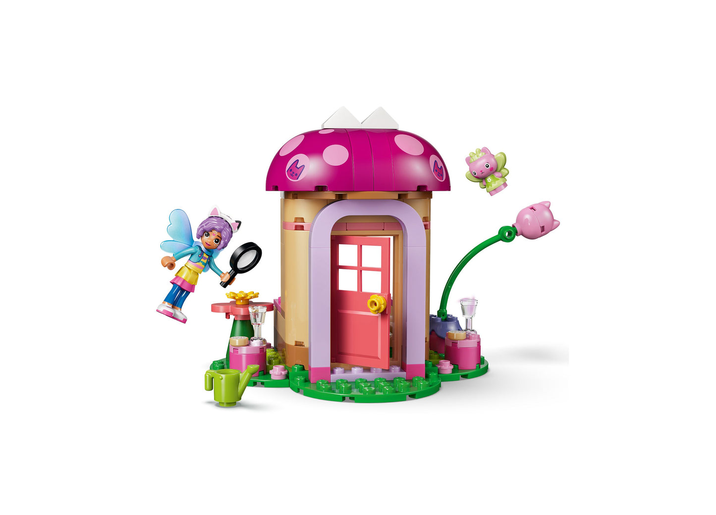 LEGO Gabby's Dollhouse Kitty Fairy's Garden House building set with pink mushroom roof, fairy character, and colorful...