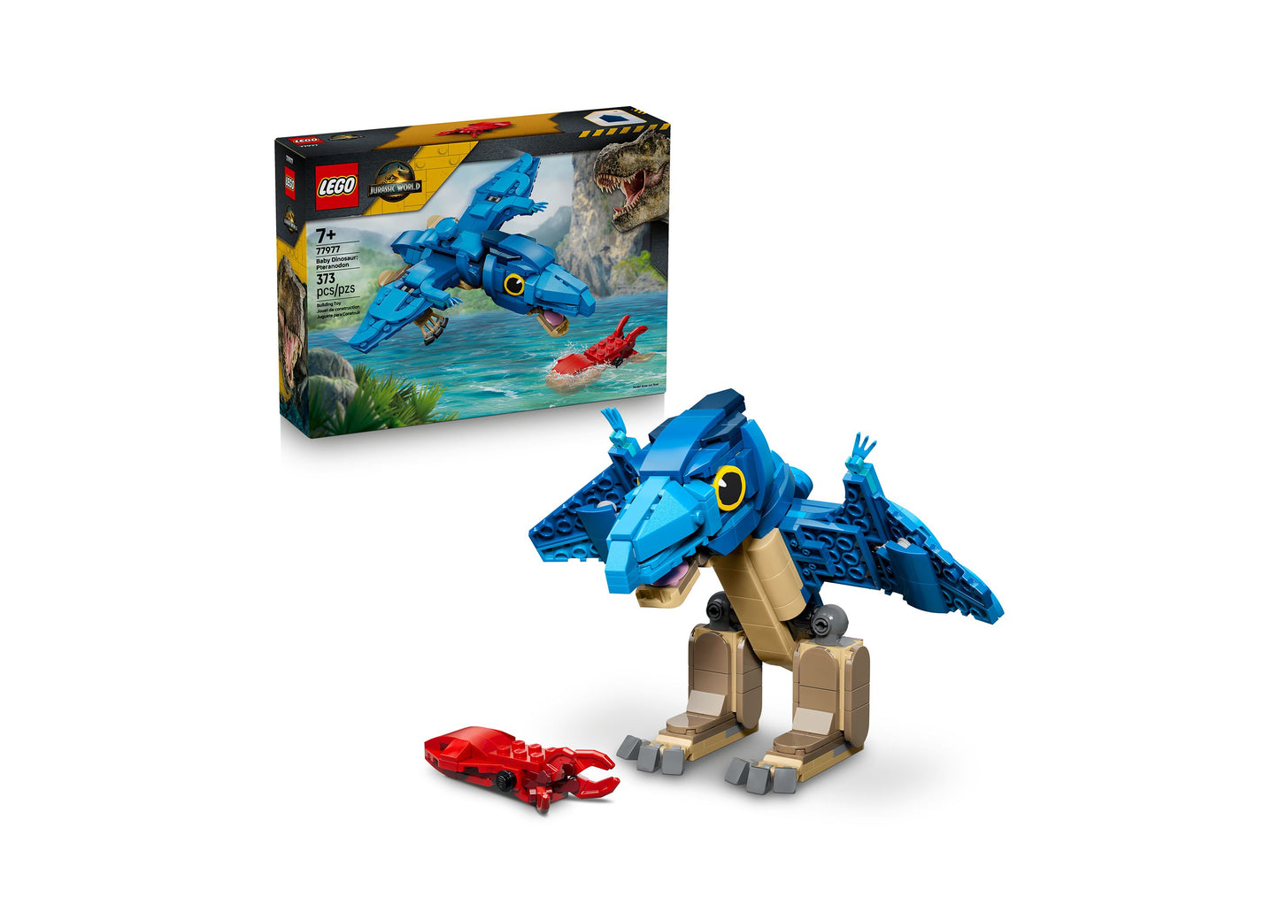 LEGO Jurassic World Pteranodon 77977 blue dinosaur building set with red creature figure