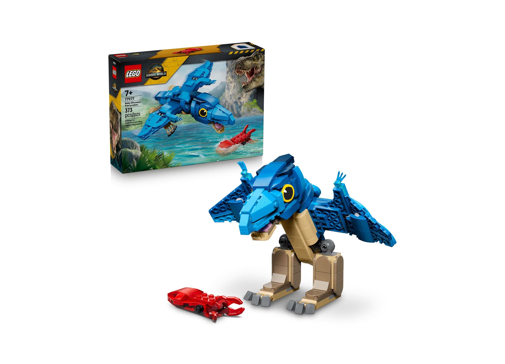 LEGO Jurassic World Pteranodon 77977 blue dinosaur building set with red creature figure
