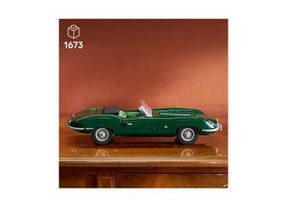 LEGO Icons Jaguar E-Type 11381 green convertible model with 1,673 pieces