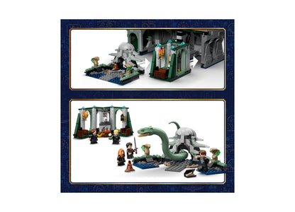 LEGO Harry Potter Hogwarts Castle East Wing 76473 building set with green castle towers, minifigures, and basilisk cr...