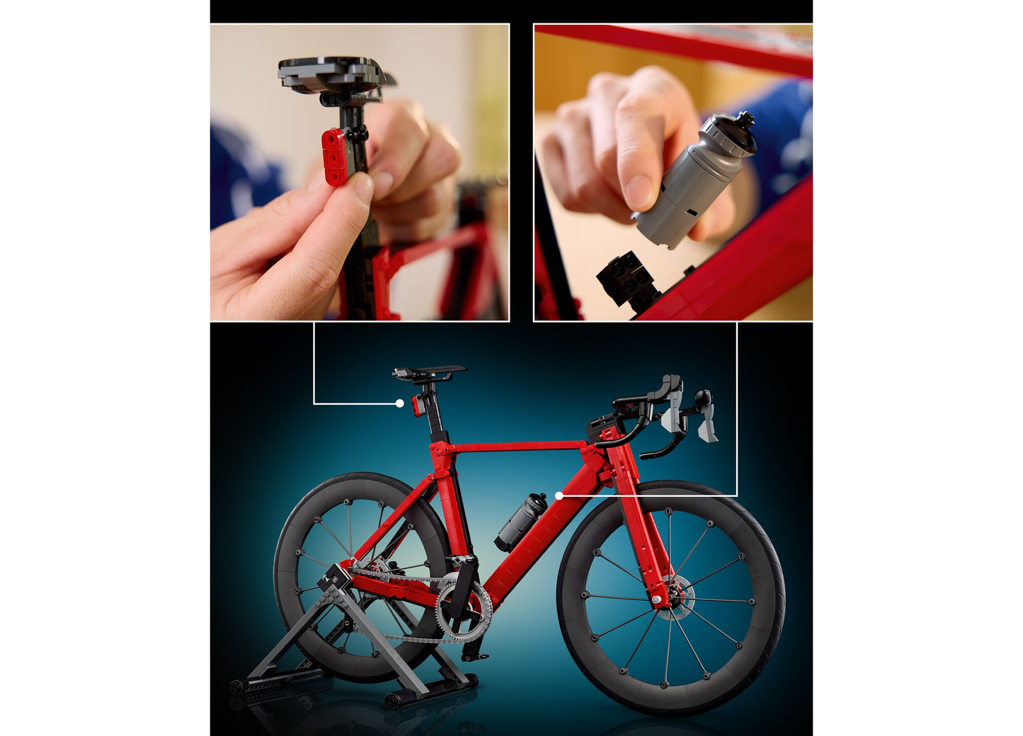 LEGO Icons Road Bike 11380 building set with red bike model and detailed components